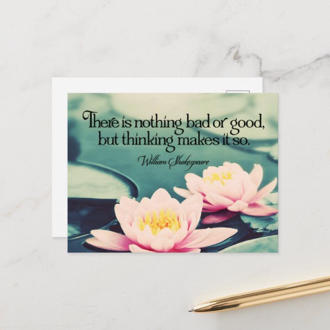 Carte Postale William Shakespeare Citation Inspirationnelle "Pen (Devant/Arrière en situation)
