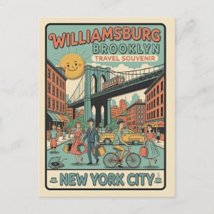 Carte Postale Williamsburg Brooklyn Rétro Voyage Années 1950