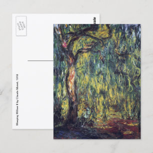 Carte Postale Willow de Weeping par Claude Monet, Art Vintage