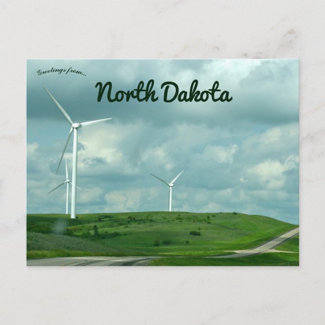 Carte Postale Windmills dans l'ouest du Dakota du Nord (Devant)