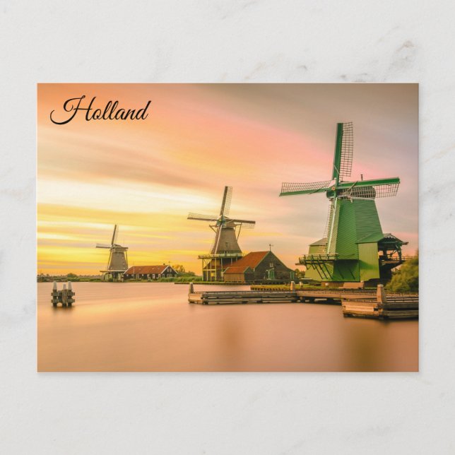 Carte Postale Windmills Holland Pays-Bas Photo de voyage (Devant)