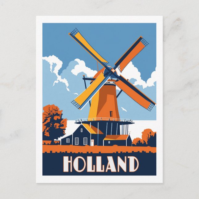 Carte Postale Windmills of Holland - Un Vintage voyage (Devant)