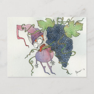 Carte Postale Wine fairy - Je ne bois que du texte horizontal