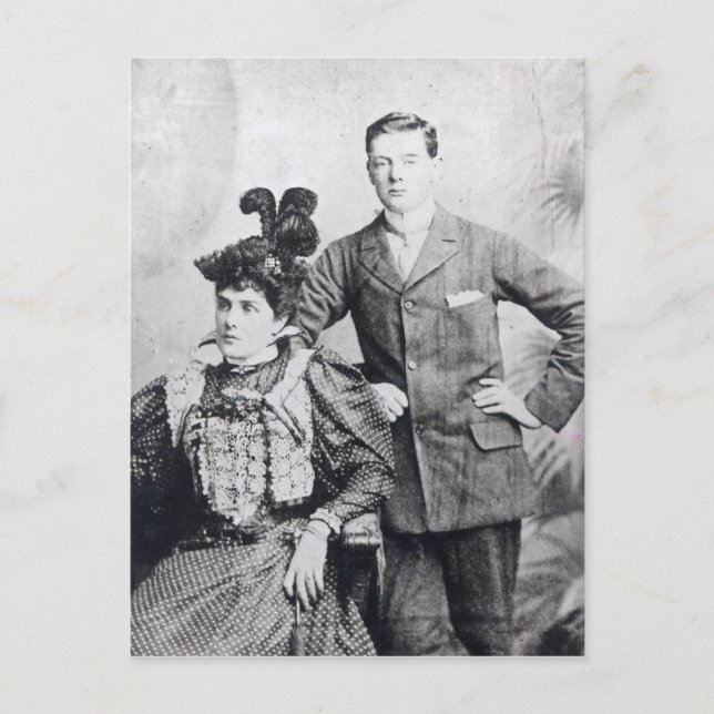 Carte Postale Winston Churchill avec sa mère 2 (Devant)