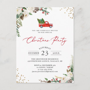 Carte Postale Winter Floral Holly Berries Truck