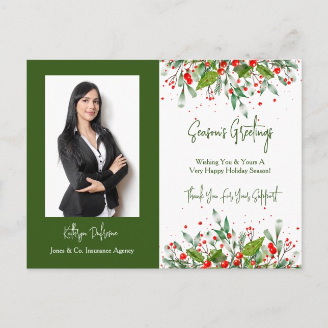 Carte Postale Winter Foliing Business avec/Photo Holiday (Devant)