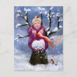 Carte Postale Winter Granny Abuela de Inverno