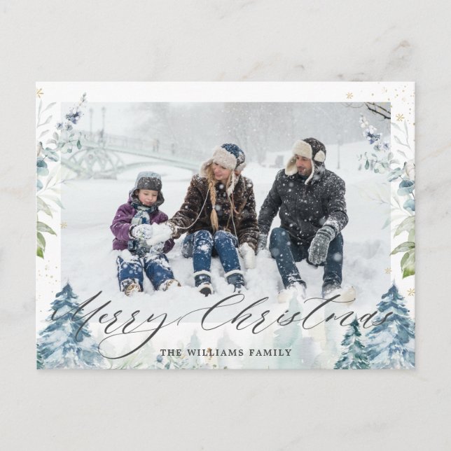 Carte Postale Winter Wonderland Alpine Joyeux Noël Photo (Devant)