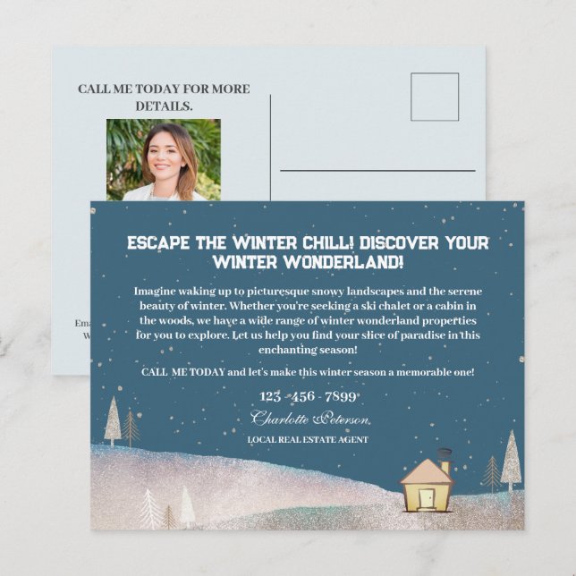 Carte Postale Winter Wonderland Saisonnier Immobilier (Devant / Derrière)