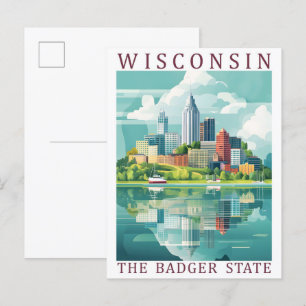 Carte Postale Wisconsin Badger State USA Travel Place