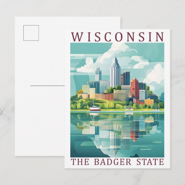 Carte Postale Wisconsin Badger State USA Travel Place (Devant / Derrière)