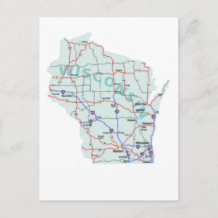 Carte postale Wisconsin Interstate Map