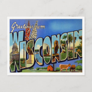 Carte Postale Wisconsin Salutations Des États-Unis