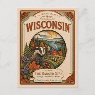 Carte Postale Wisconsin Vintage Paper Cut American Arcana