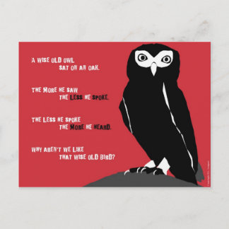 Carte postale Wise Old Owl en rouge