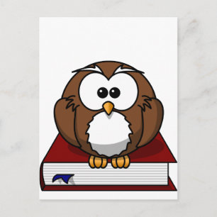 Carte Postale Wise Owl sur le livre, enseignant, sagesse, étude 