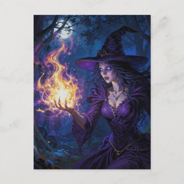 Carte Postale Witch with fire magick (Devant)