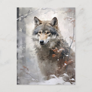 Carte postale Wolf de la forêt d'hiver