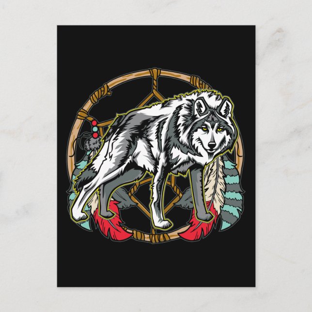 Carte Postale Wolf Dreamcatcher (Devant)