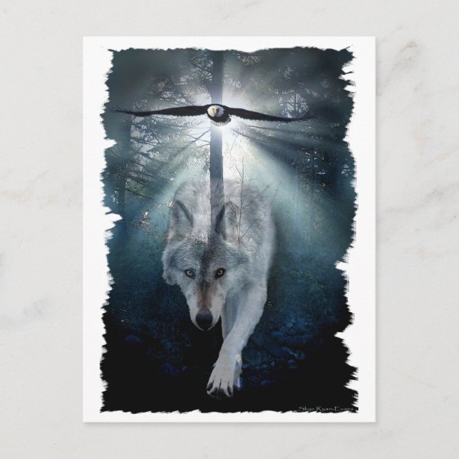 Carte Postale WOLF & EAGLE Wildlife Series (Devant)