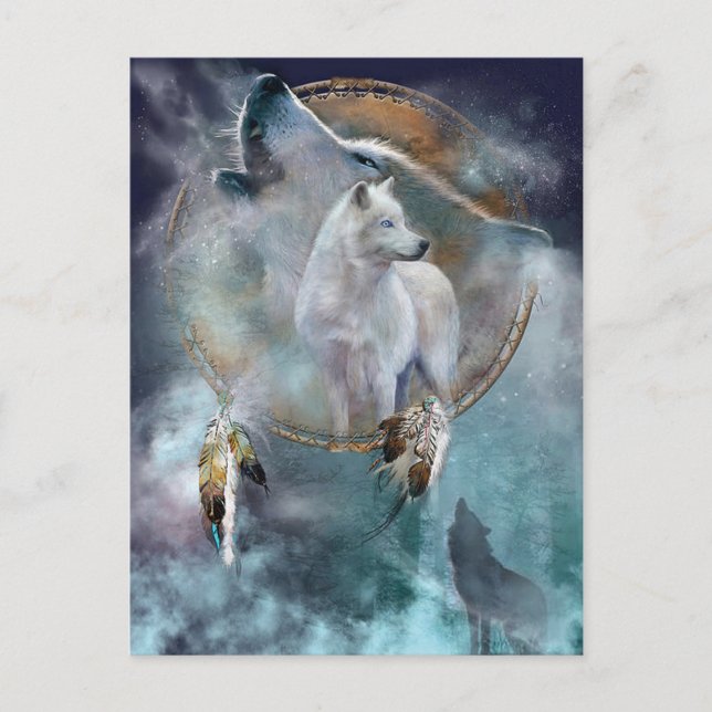 Carte Postale Wolf et Dreamcatcher (Devant)