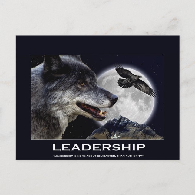 Carte Postale Wolf et Raven Leadership Cadeaux motivationnels (Devant)
