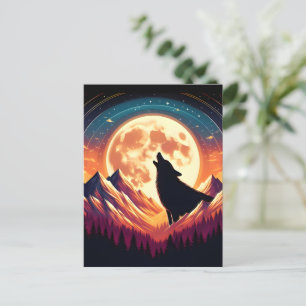 Carte Postale Wolf Howl sous la lune