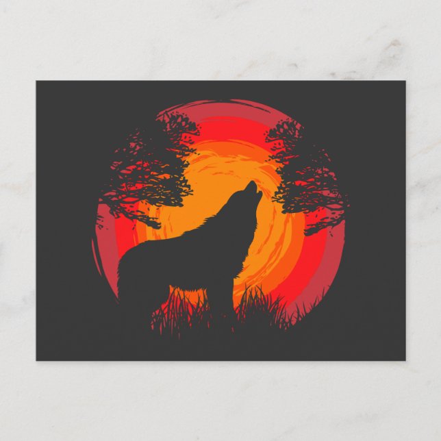 Carte Postale Wolf Howling au soleil (Devant)