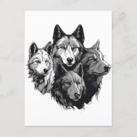 Wolf Pack Graphisme tribal Loups noirs et blancs