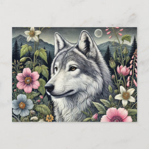 Carte postale Wolf Woodland L'Art Majestic Fores