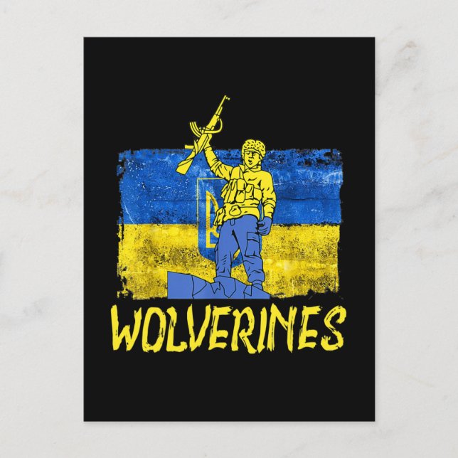 Carte Postale Wolverines soutiennent l'Ukraine,Ukraine Wolverine (Devant)