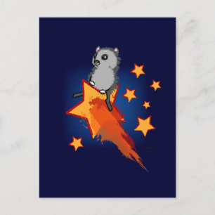 Carte Postale Wombat chevauchant une étoile filante