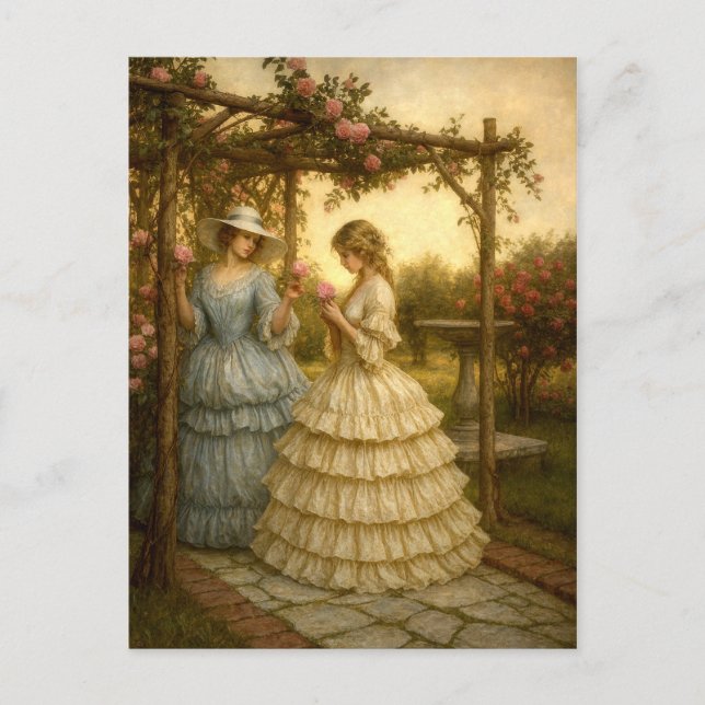 Carte Postale Women Under Rose Arbor In Victorian Era Garden  (Devant)