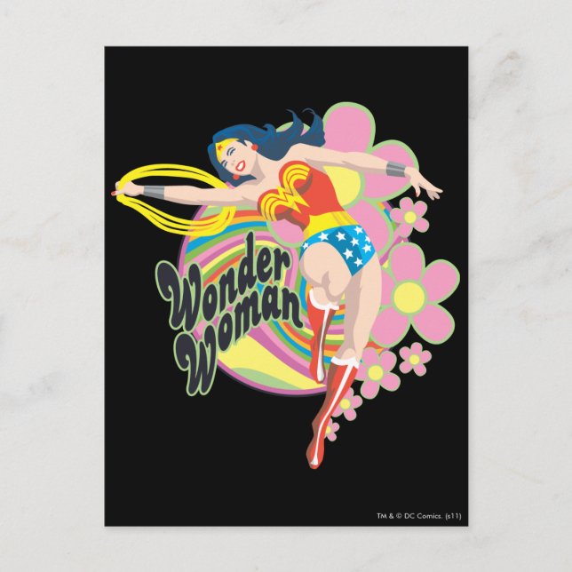 Carte Postale Wonder Woman Flowers rétro (Devant)