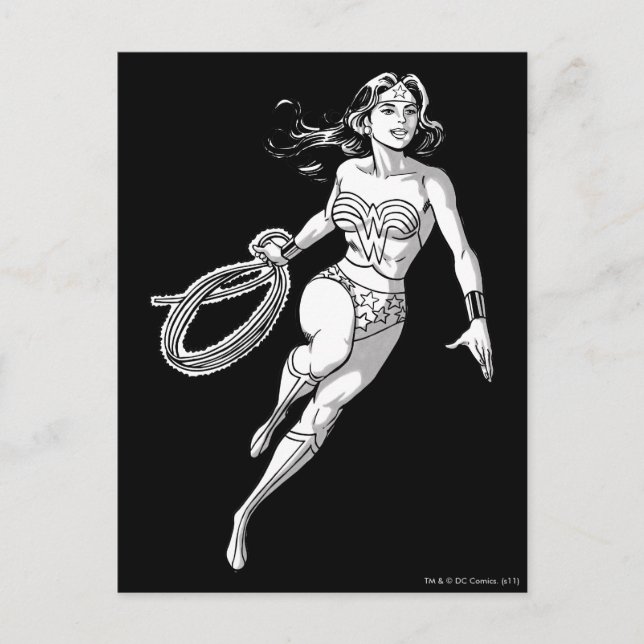 Carte Postale Wonder Woman Lasso noir & blanc (Devant)