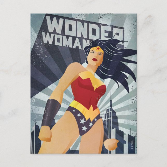 Carte Postale Wonder Woman Retro City Sunburst (Devant)