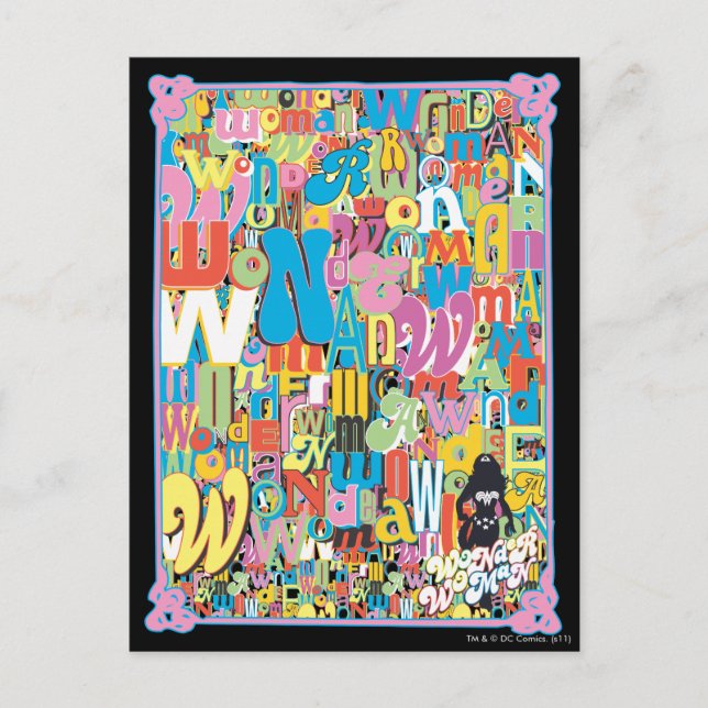 Carte Postale Wonder Woman Texte Collage (Devant)