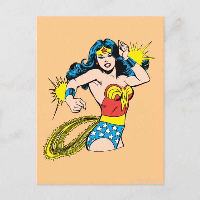 Carte Postale Wonder Woman Twist avec des menottes brillantes (Devant)