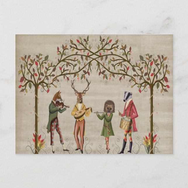 Carte Postale Woodland Animaux Minstrel Group (Devant)