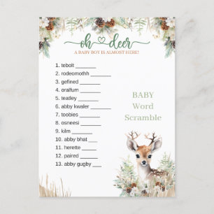 Carte Postale Woodland Deer Baby shower Jeu de garçon