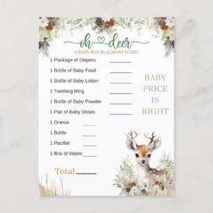 Carte Postale Woodland Deer Baby shower Jeu de garçon