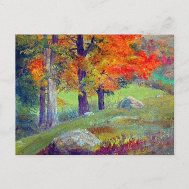 Carte Postale Woods en automne par l'église Frederic Edwin (Devant)