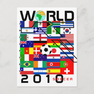 Carte Postale World Cup Soccer 2010 Tous les drapeaux de l'équip