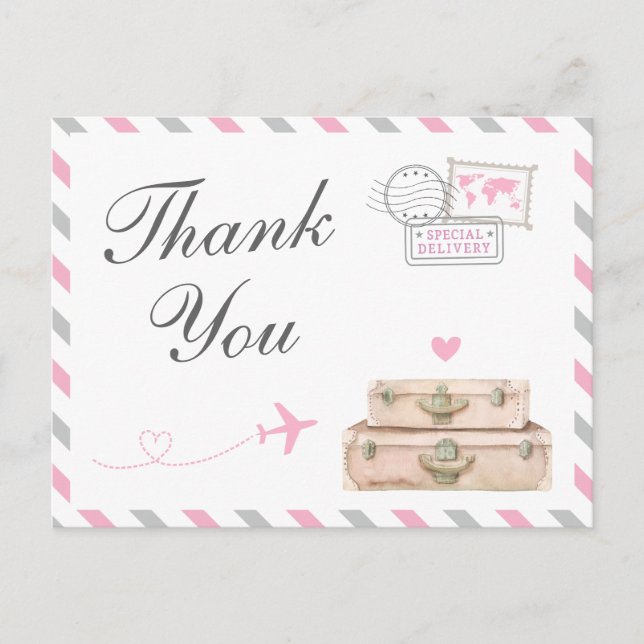 Carte Postale World Travel Baby Girl Douche Sprinkle Merci (Devant)