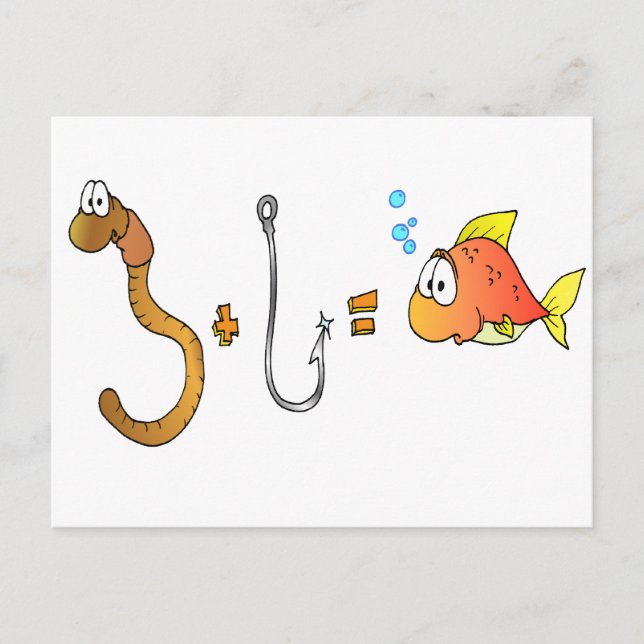 Carte Postale Worm + Hook = Poisson (Devant)