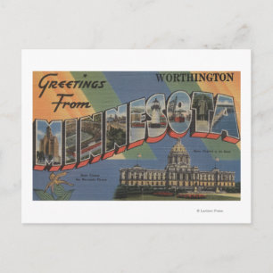 Carte Postale Worthington, Minnesota - Scènes de grandes lettres