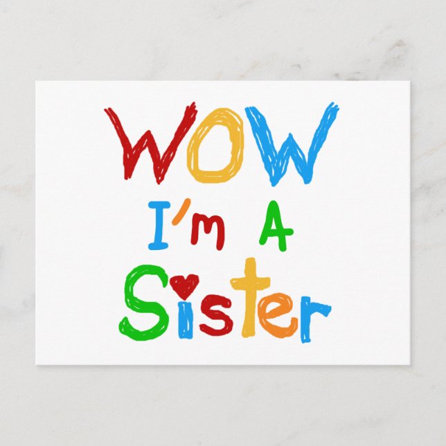 Carte Postale WOW Je suis une Soeur T-shirts et GIfts (Devant)