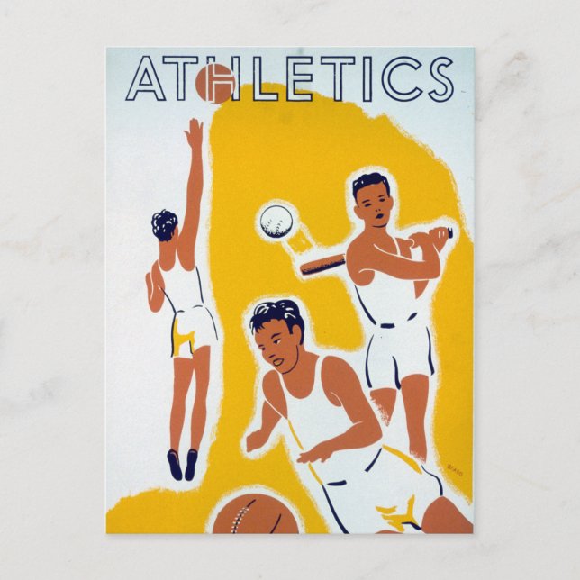 Carte Postale WPA Athletics vintage Baseball (Devant)