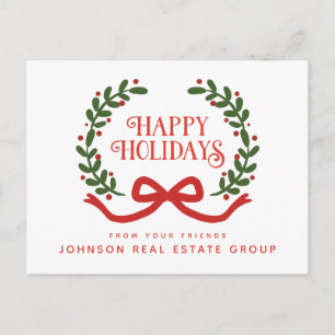 Carte Postale Wreath de Noël    Salutations de vacances