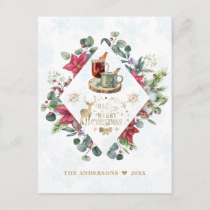 Carte Postale Wreath Script Winter Vous Souhaite Un Joyeux Noël